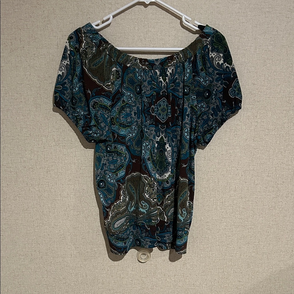 Cato Blue and Green Paisley Blouse - Picture 3 of 4